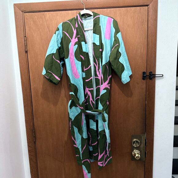 IKEA Other - Ikea x Marimekko Bastua Unisex Kimono Robe Rhubarb Leaf Blue Green Pink L/XL